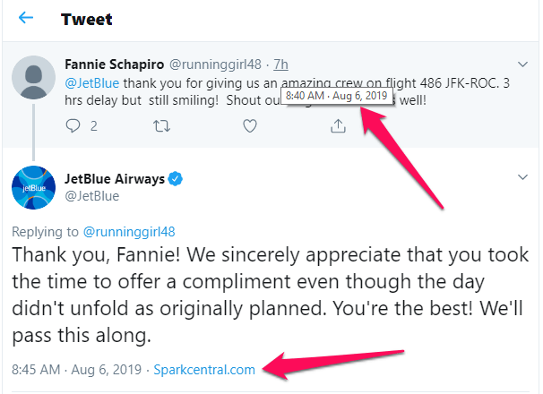 JetBlue Airways promt tweeting