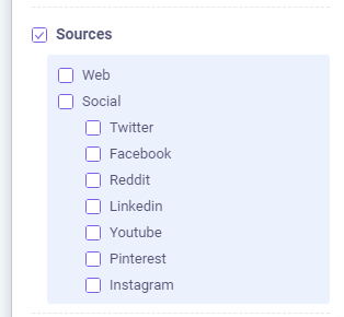 Social Sources from BrandMentions filter