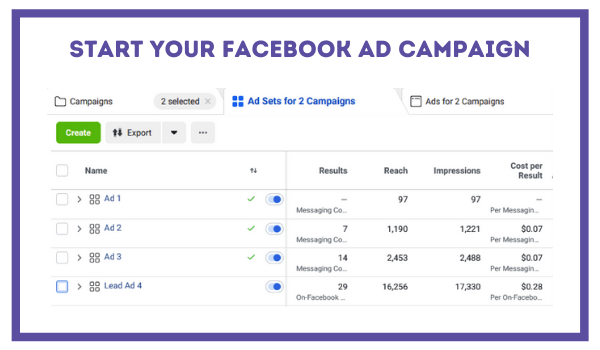 Start your facebook ad campaign