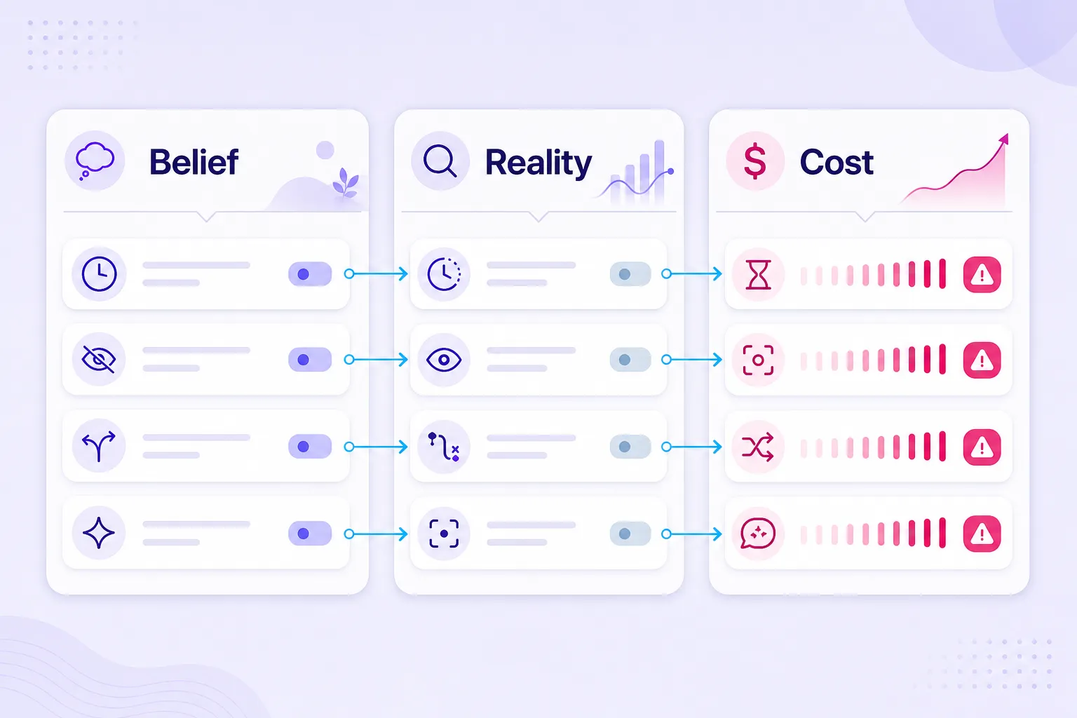 Myth debt report linking brand monitoring beliefs to operational costs