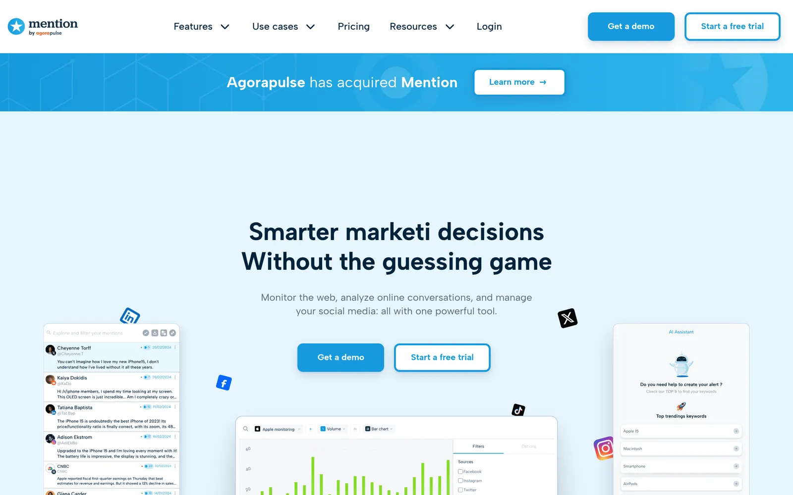 Screenshot of the Mention website homepage