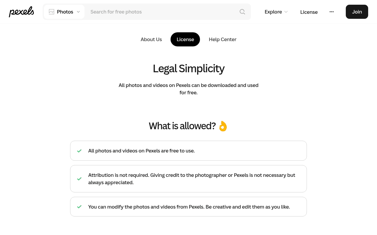 Screenshot of the Pexels website homepage