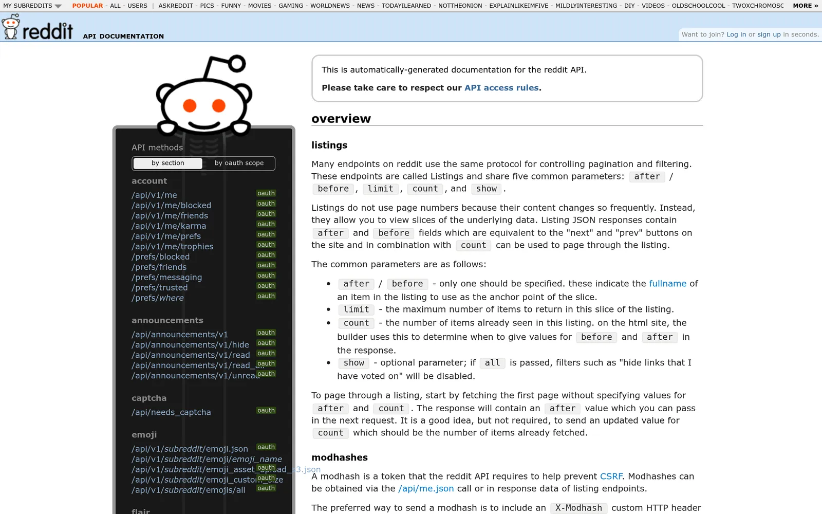 Screenshot of the Reddit's Native RSS Feeds website homepage