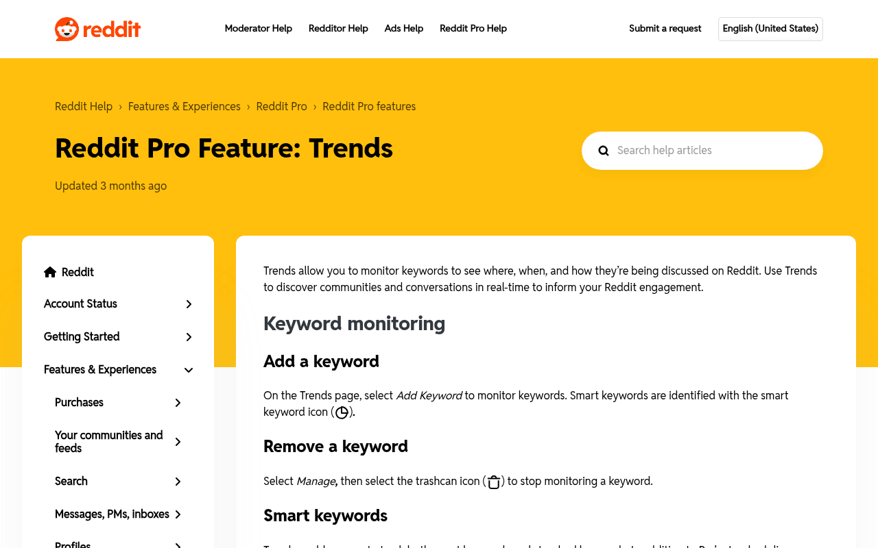 Screenshot of the Reddit Pro Trends website homepage