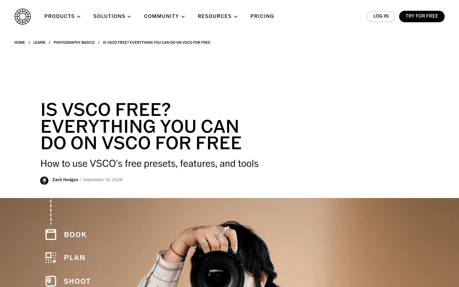 Screenshot of the VSCO Starter website homepage