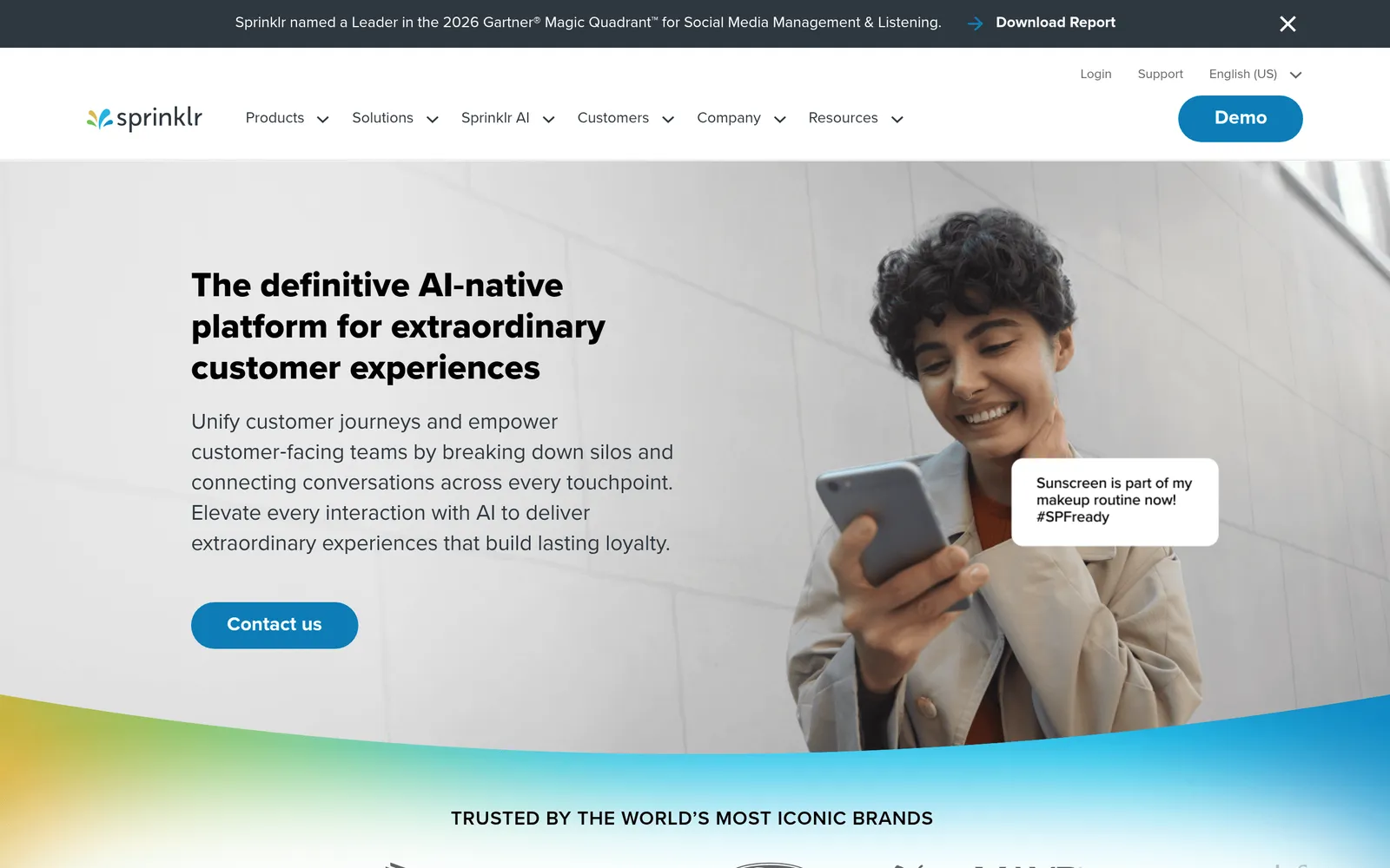Screenshot of the Sprinklr vs Brandwatch website page