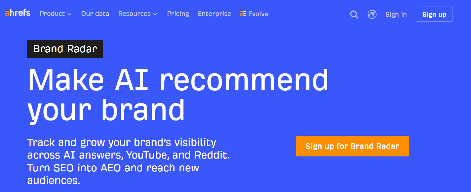 Screenshot of Ahrefs Radar